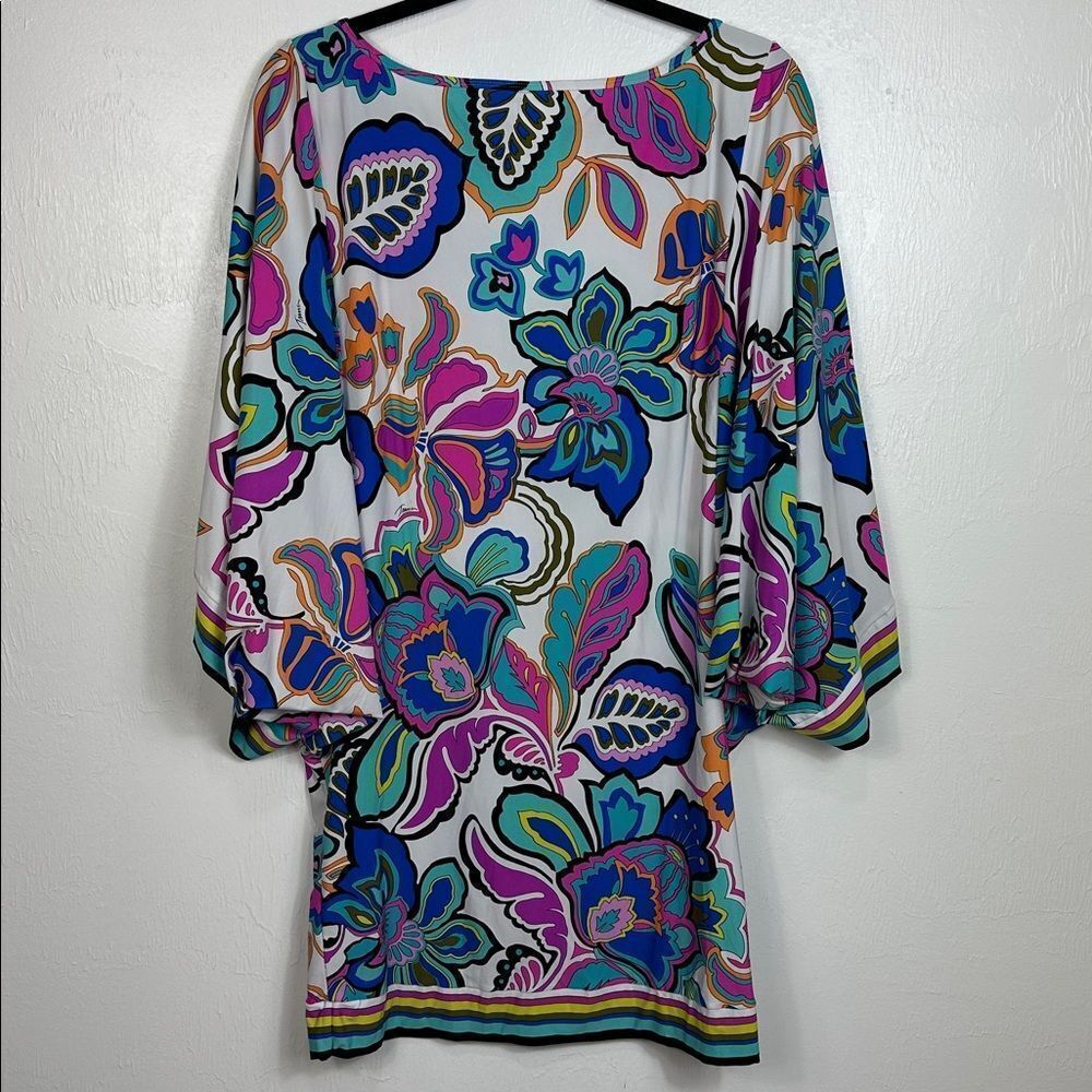 TRINA TURK Mandalay Floral 3/4 Sleeve Coverup Tunic Size L - Picture 5 of 9